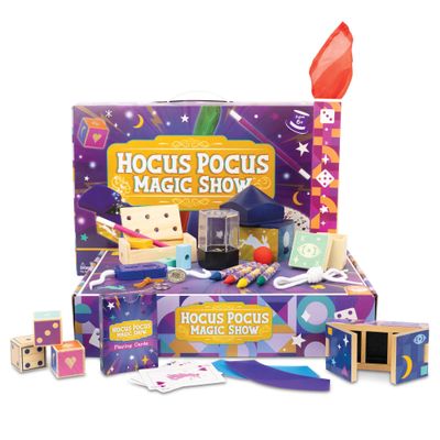MindWare Hocus Pocus Magic Show Magician Kit - Exciting Magic Tricks for Kids with Over 25 Pieces and Instructional Videos