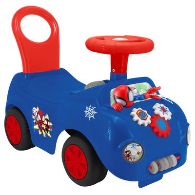 Kiddieland Spidey and His Amazing Friends Web Racer Ride-On with Lights & Sounds, Interactive Foot-to-Floor Push Car for Toddlers 1236 Months, 55 lb Weight Limit