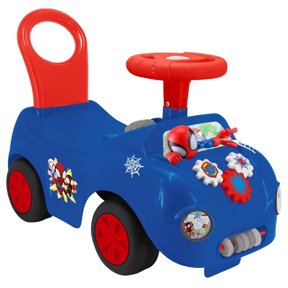 Kiddieland Spidey and His Amazing Friends Web Racer Ride-On with Lights & Sounds, Interactive Foot-to-Floor Push Car for Toddlers 1236 Months, 55 lb Weight Limit