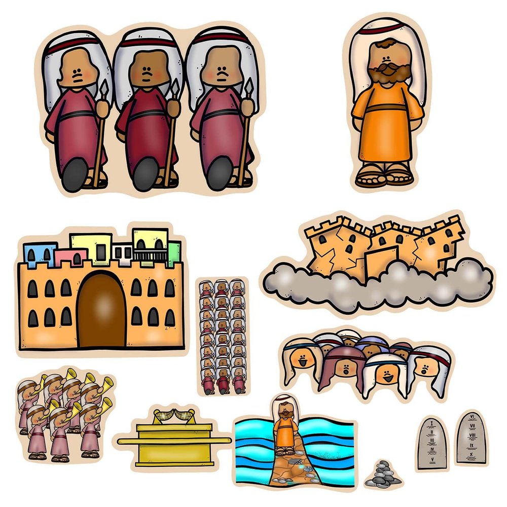 Joshua & The Battle of Jericho Walls Felt Bible Story for Flannnel Boards