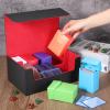 Yexiya 7 Pcs Deck Card Boxes, 1 Leather Deck Storage Case with 6 Plastic Trading Card Storage Box for Playing Mtg Tcg(Black, Red) view 4