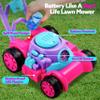 SLOOSH Bubble Lawn Mower Toddler Toys - Spill-Proof Bubble Machine Pretend Gardening Toy for Age 1 2 3 1-3 Year Old Toddler Indoor Outdoor Use, Baby Girl Push Toys Valentines Birthday Gift (Pink) view 3