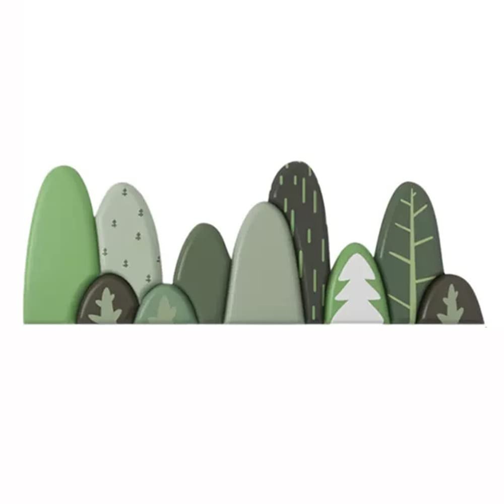 10 PCS Kids 3D Soft Bag Wall Stickers, Anti-Collision Wall Panels, Cute Soft Kindergarten Playground Green Cartoon Water-Resistant Wall mats, Easy to Install