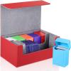 Yexiya 7 Pcs Deck Card Boxes, 1 Leather Deck Storage Case with 6 Plastic Trading Card Storage Box for Playing Mtg Tcg(Red, Gray) view 1