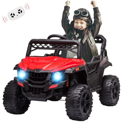 12V Ride On UTV, Kid Electric Powered Wheel Vehicle for Toddlers with Parental Remote Control,4 Wheels Spring Suspension,LED Lights,Music. Red