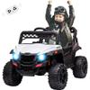 12V Ride On UTV, Kid Electric Powered Wheel Vehicle for Toddlers with Parental Remote Control,4 Wheels Spring Suspension,LED Lights,Music. White view 1
