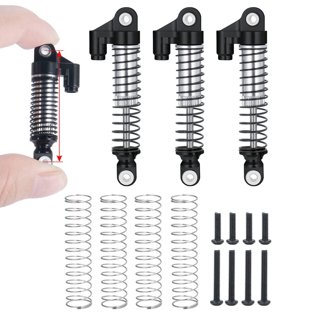 Zolikar RC Shock Absorber 56mm Dampers Aluminum Alloy Adjustable Shocks for TRX4M Upgrades 1/18 Scale RC Crawler Car Accessories, Black