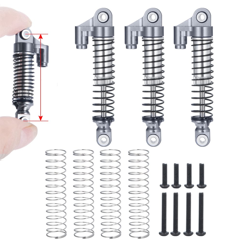 Zolikar RC Shock Absorber 56mm Dampers Aluminum Alloy Adjustable Shocks for TRX4M Upgrades 1/18 Scale RC Crawler Car Accessories, Titanium