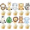 24pcs Jungle Animals Party Cupcake Toppers Decorations Jungle Safari Animal Theme Party Supplies for Zoo Wild Animal Birthday Baby Shower Supplies view 1