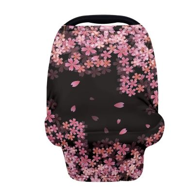 JEOCODY Car Seat Covers for Babies Cherry Blossom Elastic Pram Dust Cover Shopping Cart Cover Infant Carseat Canopy Shopping Cart Cover Multi-Use Nursing Breastfeeding Covers Nursing Scarf