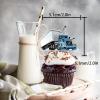 18pcs Blue Glitter Dessert Cupcake Topper Truck Car Transportation Vehicle Theme Decor Supplies Baby Shower Boys Girls Happy Birthday Party Decorations view 2