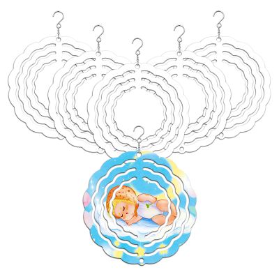 6 Pack 3 Inch Sublimation Wind Spinner Blanks, 3D Aluminum Wind Powered Kinetic Sculpture, Spinner Suspension Trim for Yards & GardensRound