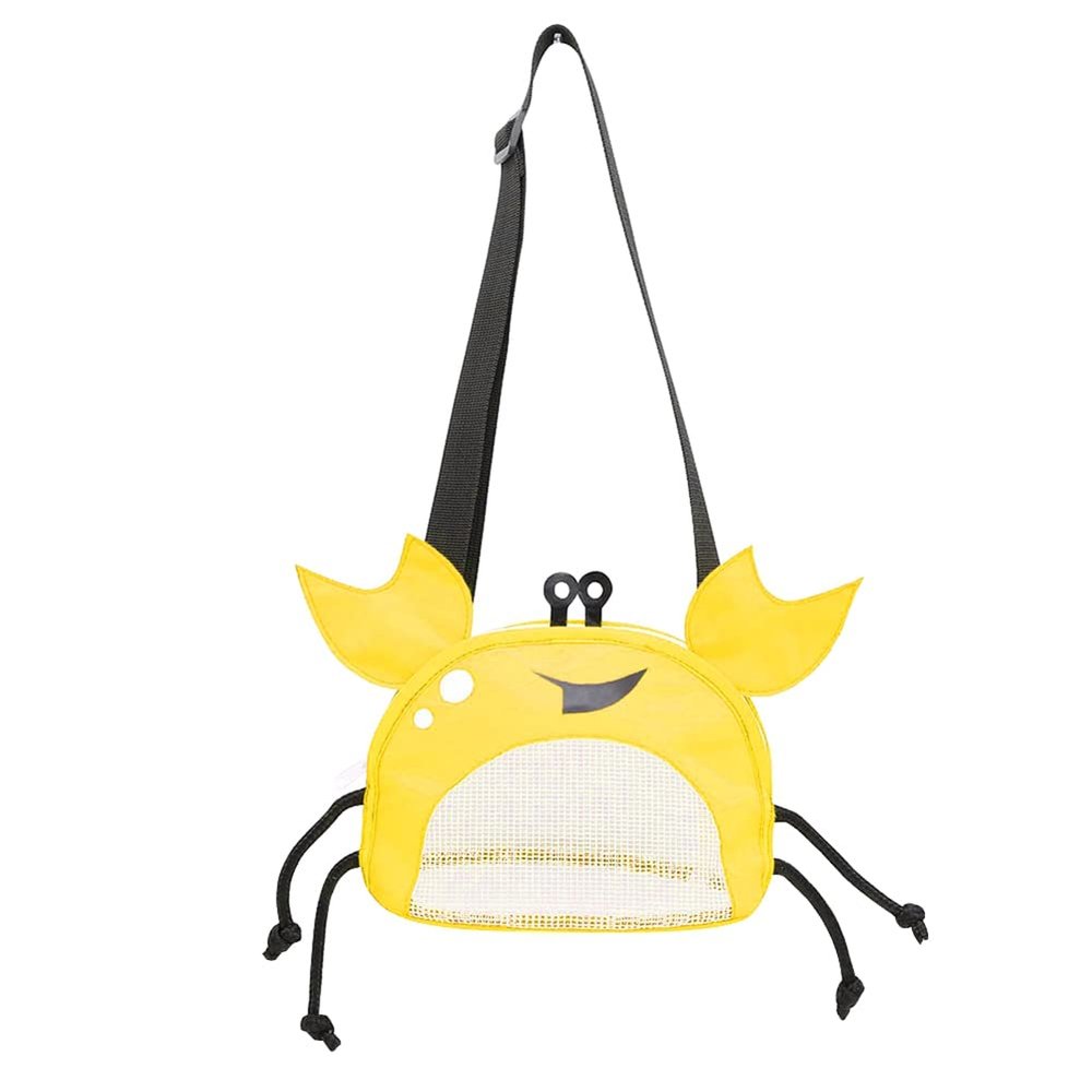 Crab Beach Mesh Bag Beach Shell Collecting Bags for Holding Beach Shell Toys Adjustable Storage Bag (Yellow)