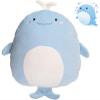 CASAGOOD Soft Flat Whale Plush Hugging Pillow Cute Blue Whale Stuffed Animal Plushies Toys Kids Anime Cushion for Birthday, Valentine's Day, Christmas...16.5 Inch view 1