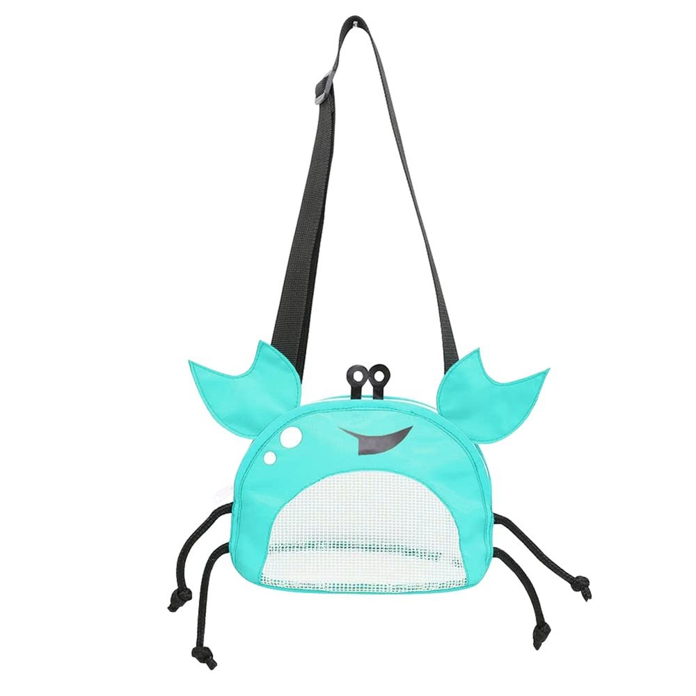 Beach Mesh Bag Crab Beach Shell Collecting Bags for Holding Beach Shell Toys Adjustable Shoulder Strap Oxford Cloth Picking Up Shells Storage Bag for Kids Boys Girls (Blue)