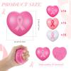 Wettarn 24 Pcs 2.8 Inch Breast Cancer Awareness Pink Ribbon Stress Balls Gifts Bulk for Breast Awareness Gifts Accessories Stress Relief Decorations for Women (Heart Style) view 2