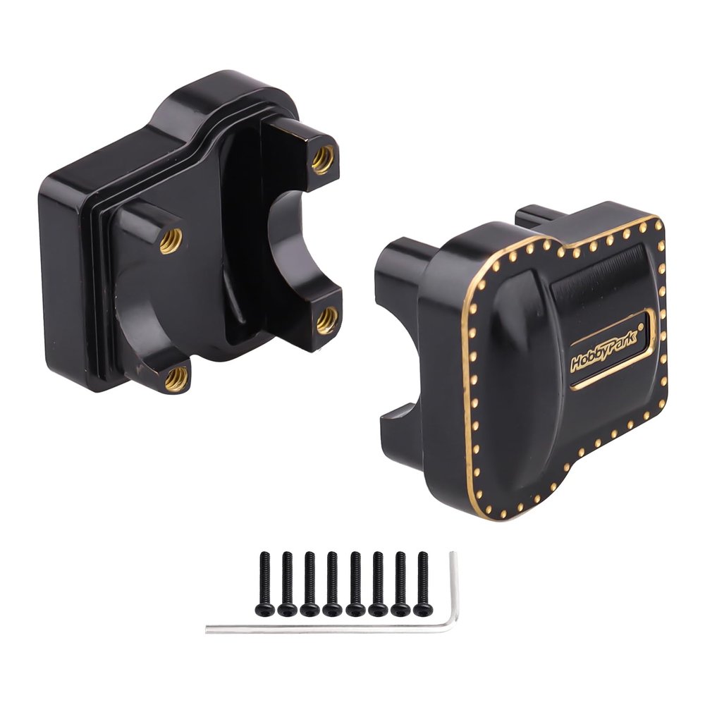 HobbyPark Brass Diff Covers Front Rear Axle Cover for TRX4M TRX4MT Upgrades 1/18 RC Crawler Car Replacement of 9787 9738, Used for Stock Portal Axles (2-Pack)