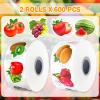 1200Pcs Fruit Vegetable Stickers, Cute 16 Styles Food Stickers for Kids, Colorful Waterproof Vegetable Sticker for Kids Teachers Classroom Rewards, Scrapbooking, DIY Crafts(2 Rolls) view 2