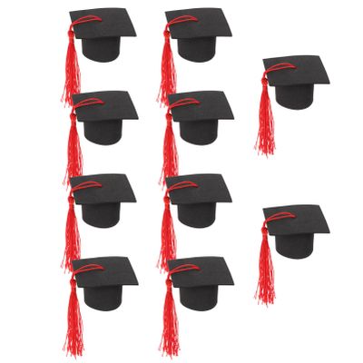 Abaodam 10Pcs Mini Graduation Caps with Tassels Graduation Hat Cupcake Picks Doctoral Caps Ornaments Grad Party Table Decors