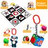 4 PCS Black and White High Contrast Baby Toys 0-3-6 Months Newborn Essential Toy for Babies Crinkle Sensory Book Brain Development Tummy Time Mirror Infant Carseat Rattle Christmas Stocking Stuffer view 3