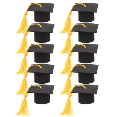Abaodam 10Pcs Mini Graduation Caps with Tassels Graduation Hat Cupcake Picks Doctoral Caps Ornaments Grad Party Table Decors