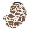 Personalized Baby Car Seat Cover for Babies, Custom Name Baby Car Seats Canopy for Boys Girls, Nursing Breastfeeding Stroller Covers for Infant Newborn, Shower Gift (Cow Print Brown) view 1