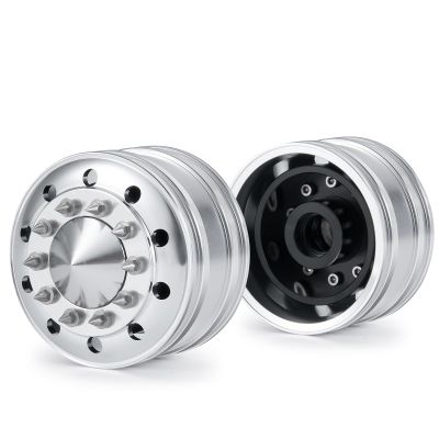 2Pcs Metal Front Wheels Beadlock Wheels Rims for 1/14 Tamiya Truck Tractor Cargo RC Car