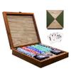 Bowtie Wooden Poker Set with Playing Card Gift, Professional 300 Weighted Poker Chips with Walnut Wood Case, Unique Poker Gift for Texas Hold'em, Blackjack, Casino Gambling, Memento Mori view 1