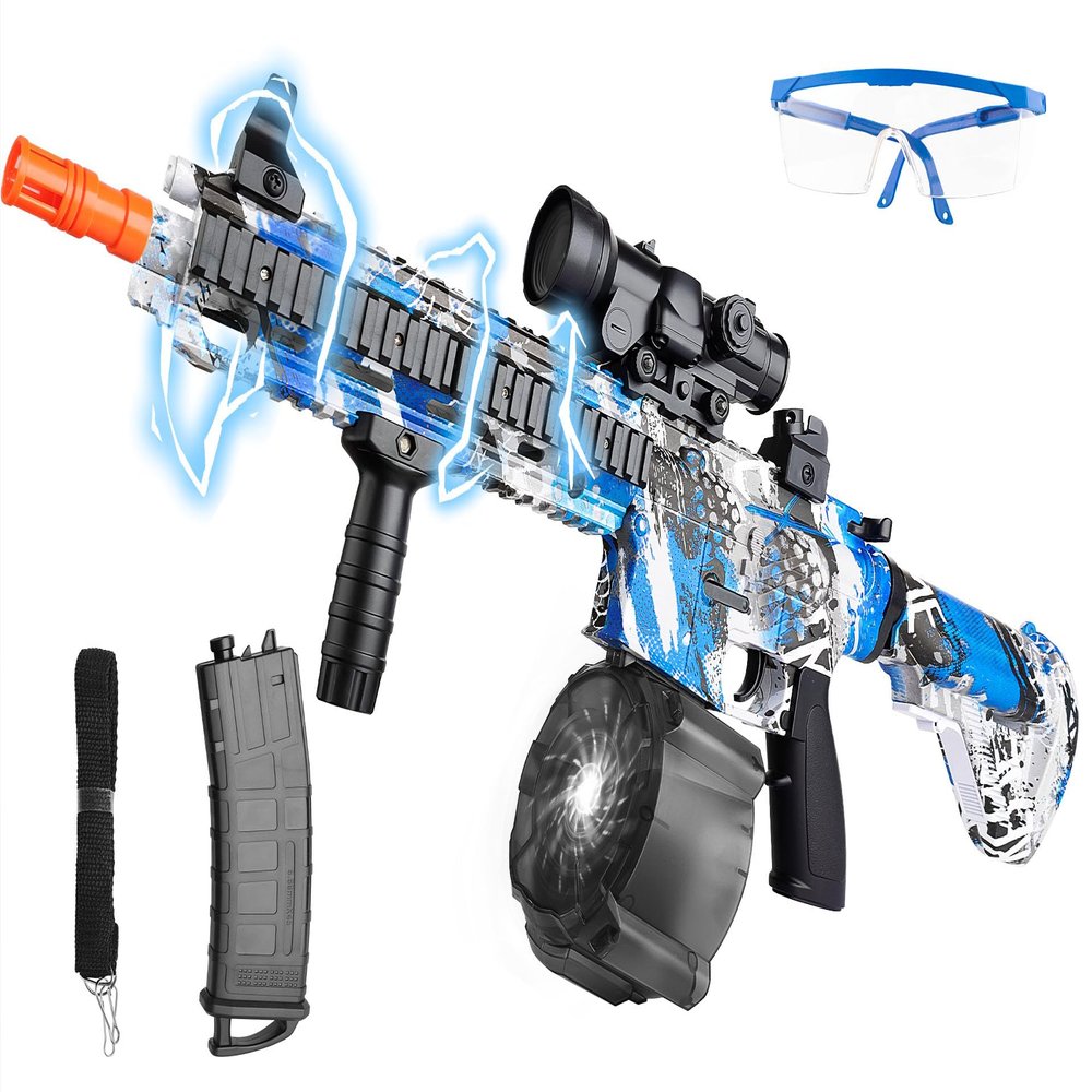 Gel Splat Blaster Automatic, Electric Splat Toy with Goggles(Blue)