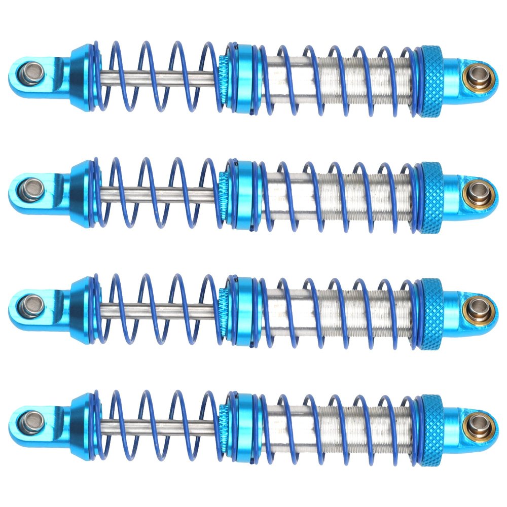 4Pcs Vgoohobby Metal Shocks Absorber Adjustable Dampers Compatible with Axial SCX10 Traxxas TRX4 D90 90046 Redcat Gen7 1/10 RC Crawler Car (Blue,90mm)