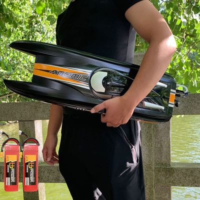 Ssccgym RTR RTF Large Brushless Racing Boat 55 km/h Fast Black Speed Boat for Youth Intermediate Adult Adds Retreat Function (2 Batteries)