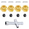 HobbyPark 4Pcs Brass Wheel Hex Hubs for TRX4M Upgrades Parts 1/18 RC Crawler Replacement of 9750, w/Lock Nuts, Wheel Wrench view 1