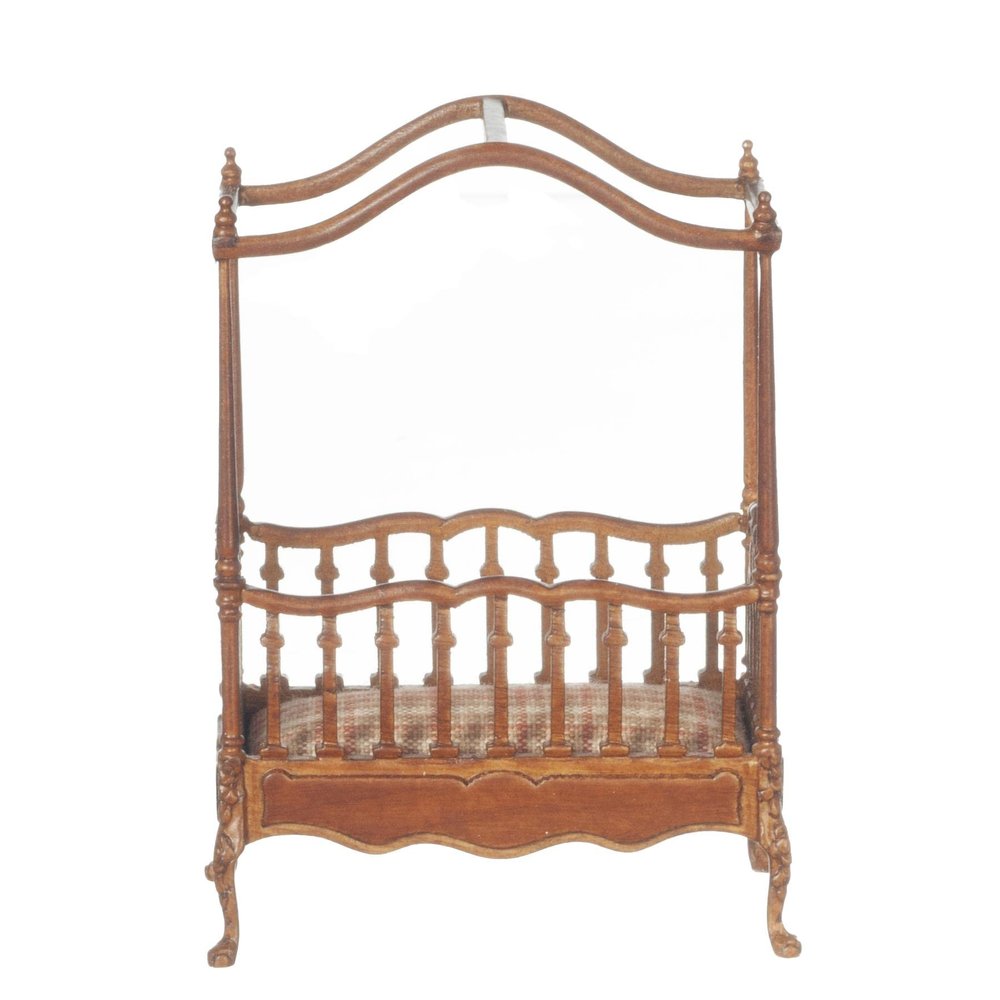 Melody Jane Dolls Houses Dollhouse Victorian Cot Crib Walnut 1:24 Scale Half Inch JBM Nursery Furniture