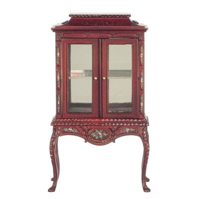 Melody Jane Dolls Houses Dollhouse China Cabinet on Legs Mahogany Hand Painted JBM Miniature Furniture