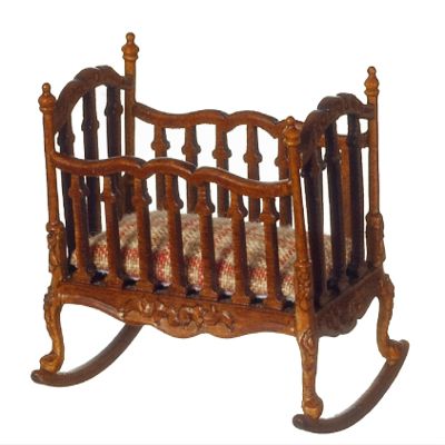 Melody Jane Dolls Houses Dollhouse Victorian Rocking Cradle Walnut 1:24 Half Inch JBM Nursery Furniture