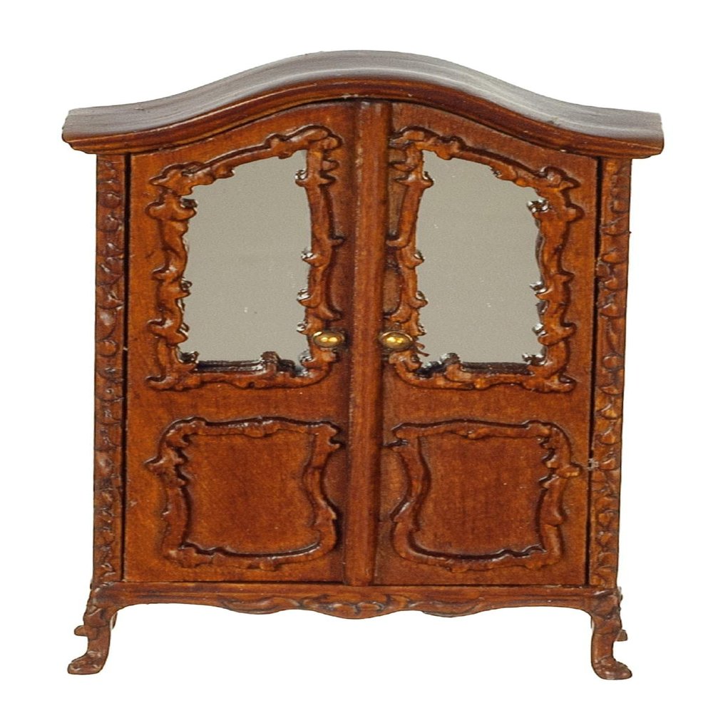 Melody Jane Dolls Houses Dollhouse Victorian Wardrobe Walnut Wood 1:24 Half Inch JBM Nursery Furniture