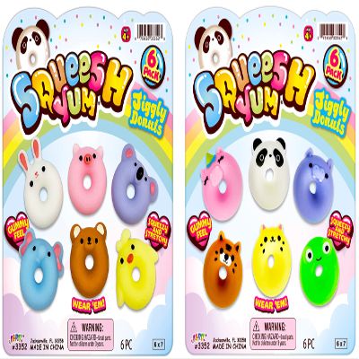 JA-RU Mini Mochi Squishy Animals (2 Pack) Cute Jiggly Donut Squishies for Kids & Adults, Boys & Girls. Stress Relief Fidget Gummy Toys. Bulk Party Favors Birthday Goodie Bags Class Prizes. 3352-2