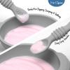 PrimaStella Unbreakable Silicone Non-Slip Bowl and Chew Spoon Set for Babies and Toddlers (Stone) view 3