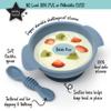 PrimaStella Unbreakable Silicone Non-Slip Bowl and Chew Spoon Set for Babies and Toddlers (Slate Blue) view 2