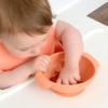 PrimaStella Unbreakable Silicone Non-Slip Bowl and Chew Spoon Set for Babies and Toddlers (Slate Blue) view 4