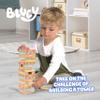 Bluey 8th Wonder Stackable Tumbling Tower Game, Robust Wooden Stacking Game with 54 Illustrated Colored Blocks, Fun Balancing Toy for Kids Ages 3+ view 3