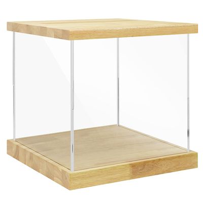 BenchPro Clear Acrylic Display Case for Trophy, Collectibles, Assemble Cube Display Box Stand Dust Proof Protection Showcase for Action Figures Toys. (1.75" & 1" Thick Wood, 15" H x 15" L x 15" D)