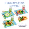 Bluey Toy Fruits and Vegetables for Toddlers, 32-Piece Pretend Food with Plates, Utensils, Baby Play Food & Wooden Toy Fun view 3