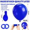 110pcs Blue Balloon 12 inch, Blue Latex Balloon for Birthday Party Baby Shower Wedding(with 2 Ribbons). view 3