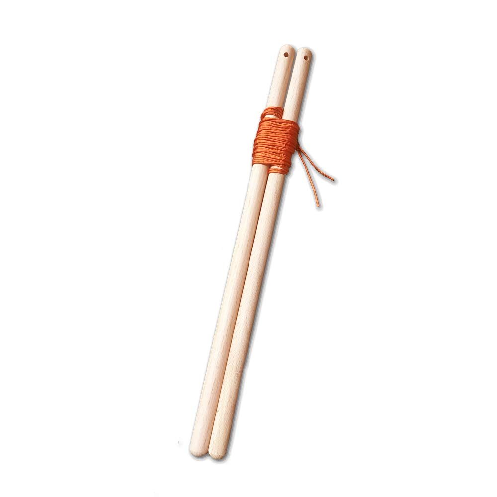 12.5 inches (32cm) Beech Wooden Diabolo Handsticks with Natural Wood Texture - Diablo Sticks with 2 Pro Slide diabolo Strings