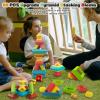 Stacking Toys Building Blocks for Toddlers 60 PCS Montessori Toys for 3 4 5 6 Year Old Sensory Toys Preschool Learning Activities Stem Educational Pyramid Magic Tower Gifts Set for Kids Boys Girls view 2