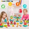 Stacking Toys Building Blocks for Toddlers 60 PCS Montessori Toys for 3 4 5 6 Year Old Sensory Toys Preschool Learning Activities Stem Educational Pyramid Magic Tower Gifts Set for Kids Boys Girls view 3