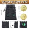 100 Metal Fantasy Coins with PU Fake Leather Pouch, Gold DND Coins for Board Game, Golden Game Tokens Store in The Coins Bag, DND Accessories for from New to Master, Retro Board Game Gifts for DM view 2