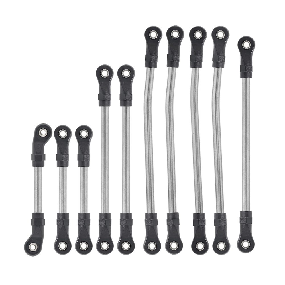 10 Pcs Metal TRX4 Links Set Suspension Steering Linkage Panhard Bar for 1/10 Scale RC Crawler 324mm Wheelbase TRX-4 Defender