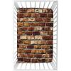 Decorative Crib Sheet,Brown Fitted Microfiber Baby & Toddler Universal Crib Sheets,28"x 52"x 8",Old Grunge Brick Wall Aging Print Crib Sheet Set, for Standard Crib and Toddler Mattresses view 1